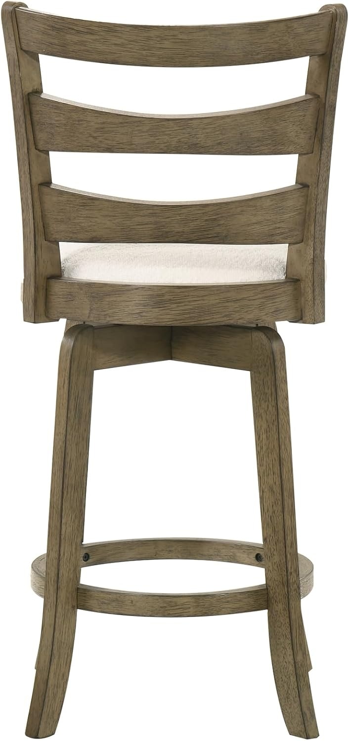 image:imageMelindra Modern Farmhouse Swivel Wood Counter Height Kitchen Bar Stool in Putty Brown Finish with White Boucle Fabric Upholstered Seat Set of 3WhitePutty Brown
