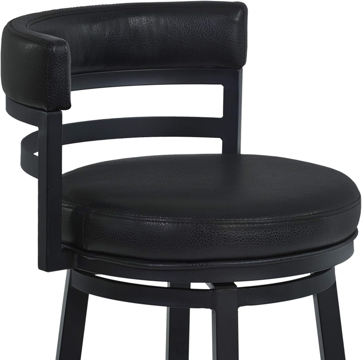 image:imageArmen Living Madrid 30 Bar Height Swivel Barstool in Ford Black Faux Leather and Black Metal Finish