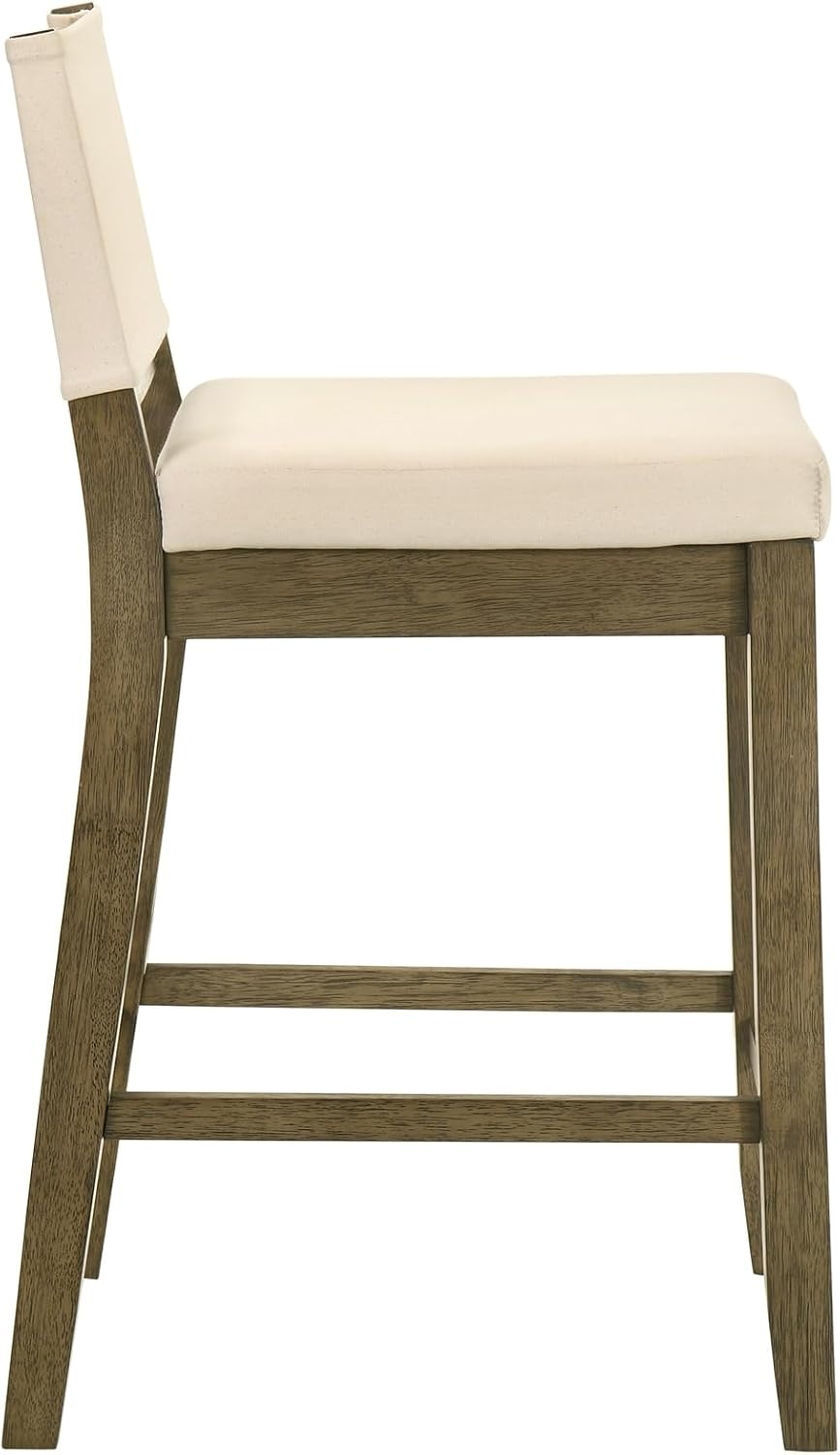 image:imageYaneli Contemporary Natural Wood Bar Height Kitchen Bar Stool in Amber Glow Finish with White Fabric Upholstered Seat Set of 4WhitePutty Brown