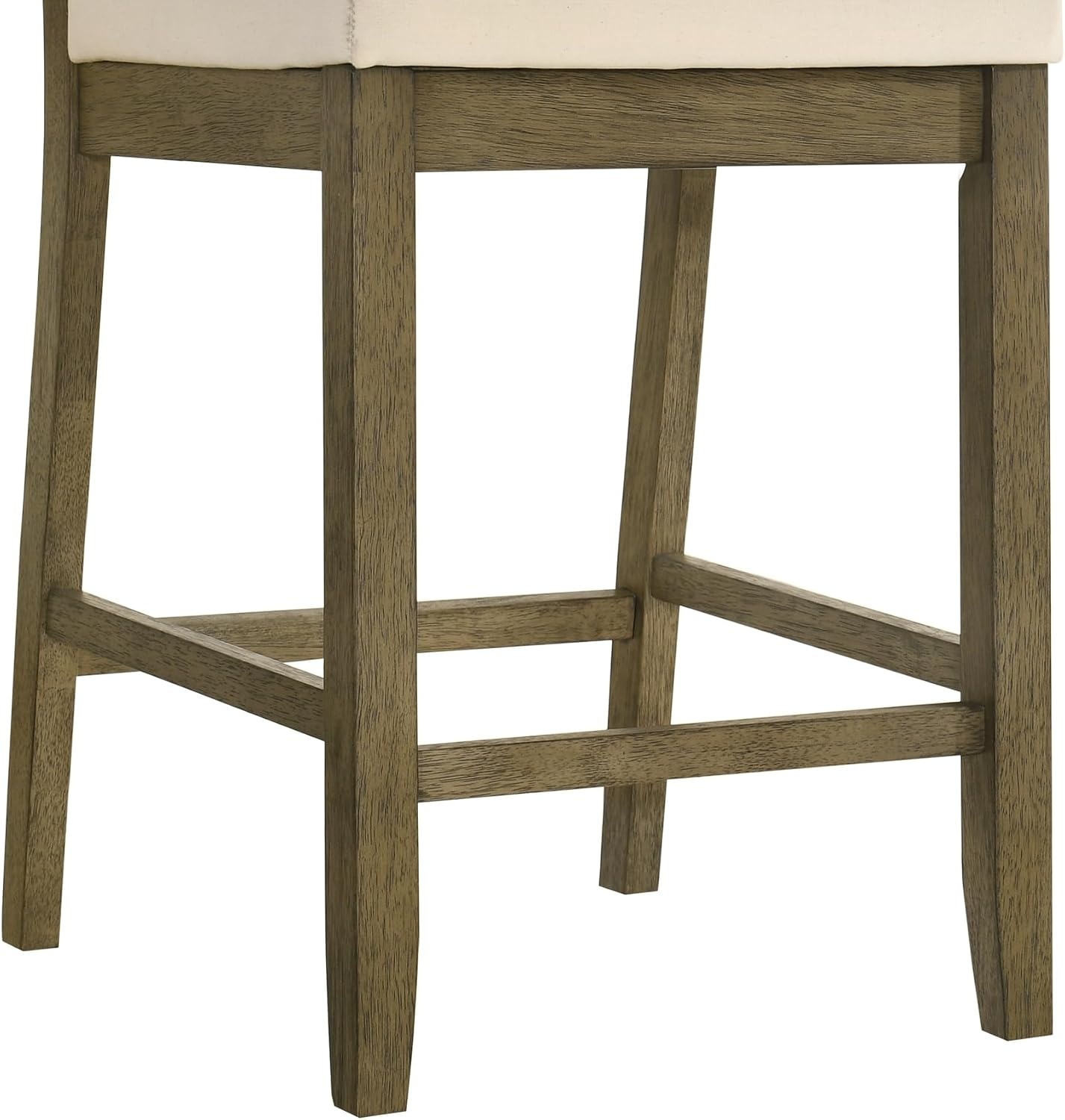 image:imageYaneli Contemporary Natural Wood Bar Height Kitchen Bar Stool in Amber Glow Finish with White Fabric Upholstered Seat Set of 4WhitePutty Brown