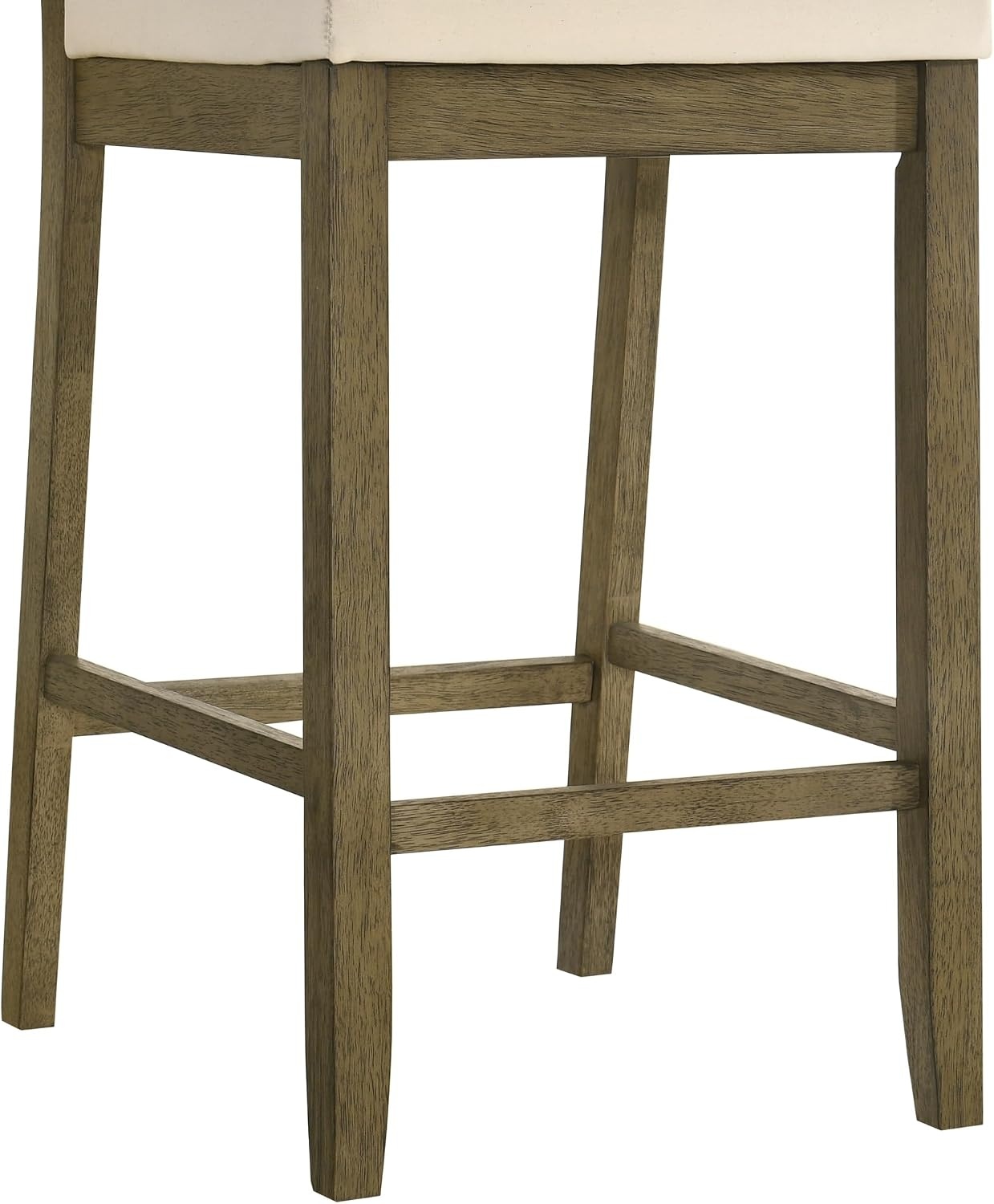 image:imageYaneli Contemporary Natural Wood Bar Height Kitchen Bar Stool in Amber Glow Finish with White Fabric Upholstered Seat Set of 4WhitePutty Brown