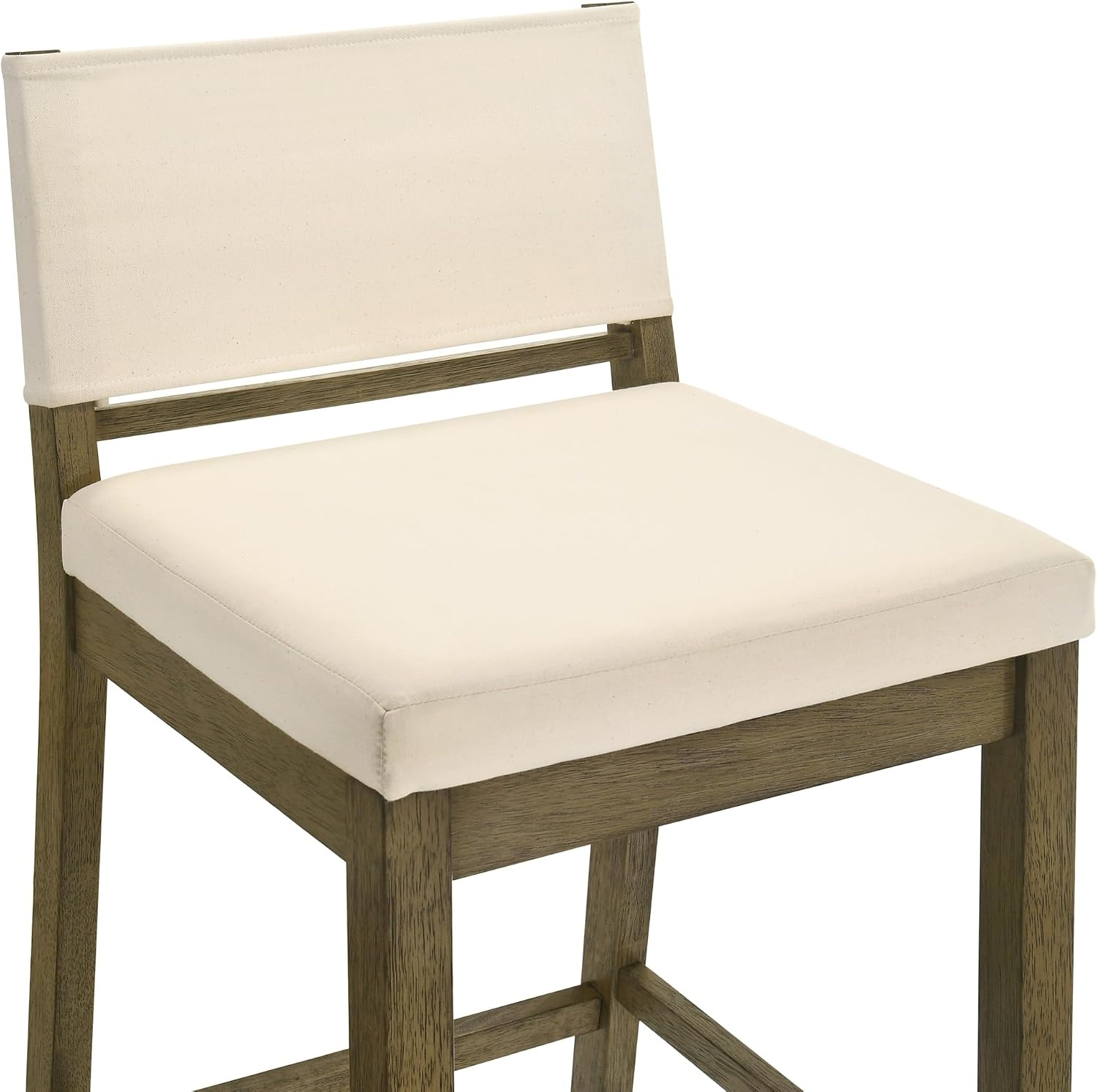 image:imageYaneli Contemporary Natural Wood Bar Height Kitchen Bar Stool in Amber Glow Finish with White Fabric Upholstered Seat Set of 4WhitePutty Brown