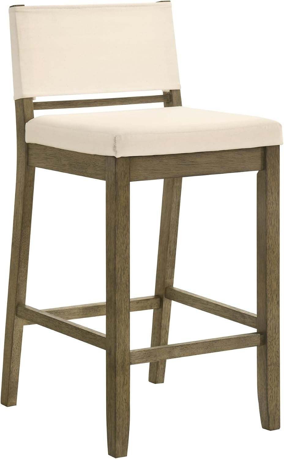 image:imageYaneli Contemporary Natural Wood Bar Height Kitchen Bar Stool in Amber Glow Finish with White Fabric Upholstered Seat Set of 4WhitePutty Brown