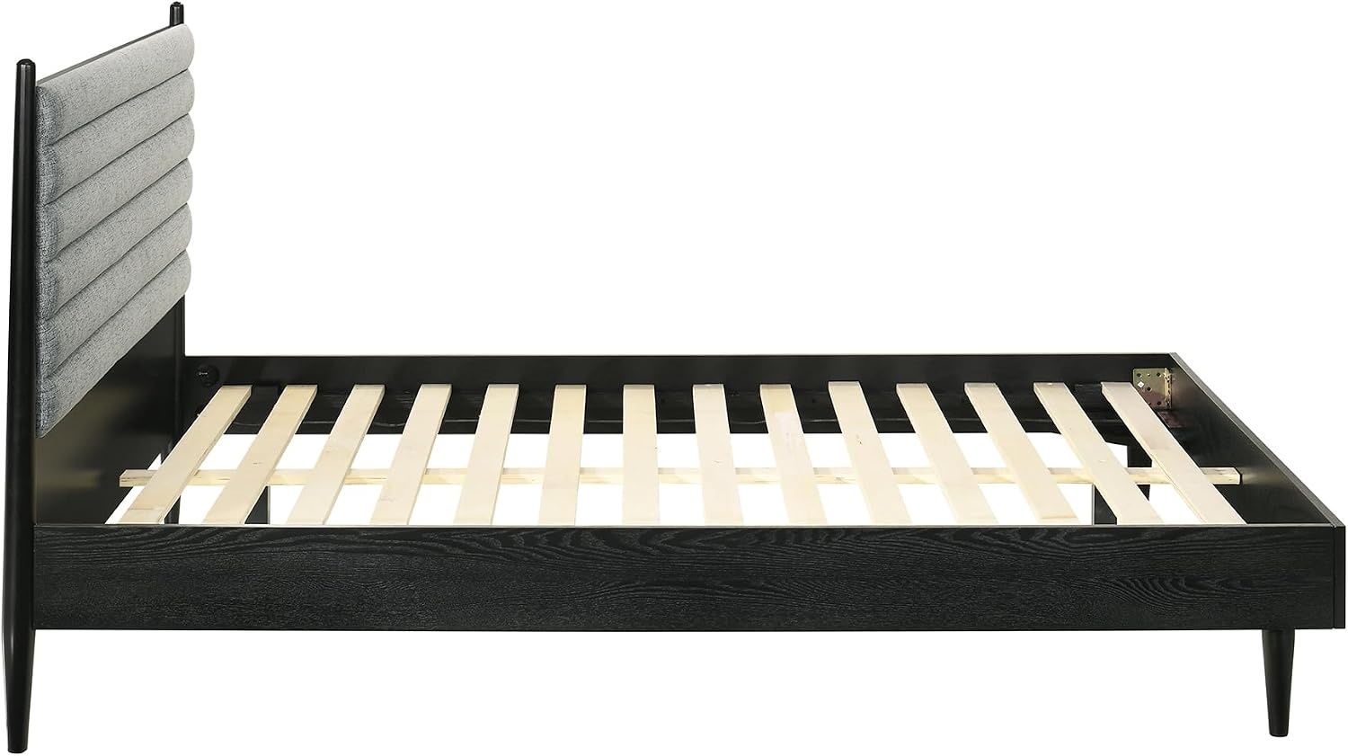 image:imageArmen Living Artemio Mid Century Modern King Platform Wood Bed Frame with Upholstered Fabric Headboard in Walnut FinishBlack