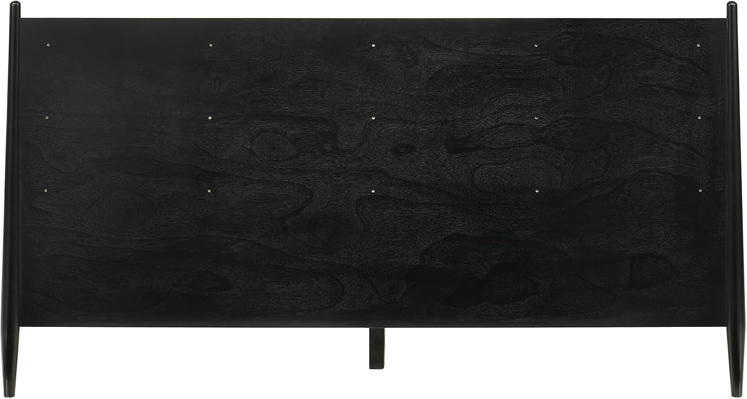 image:imageArmen Living Artemio Mid Century Modern King Platform Wood Bed Frame with Upholstered Fabric Headboard in Walnut FinishBlack