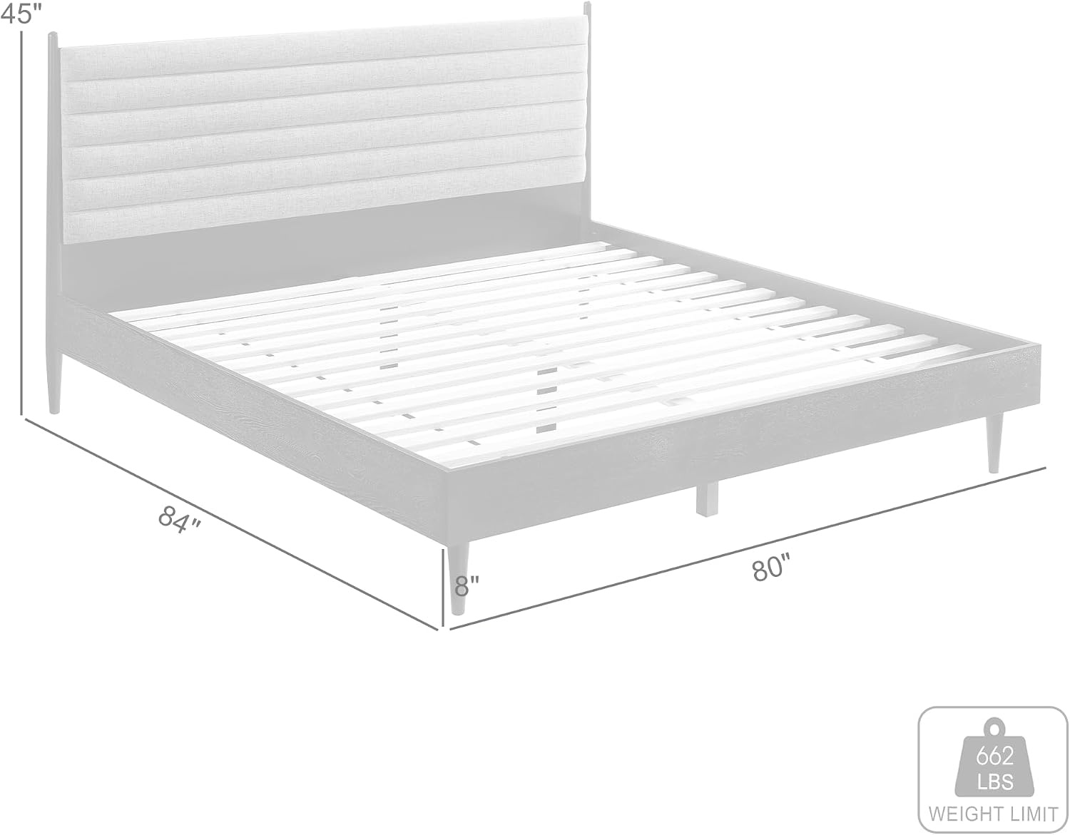 image:imageArmen Living Artemio Mid Century Modern King Platform Wood Bed Frame with Upholstered Fabric Headboard in Walnut FinishBlack