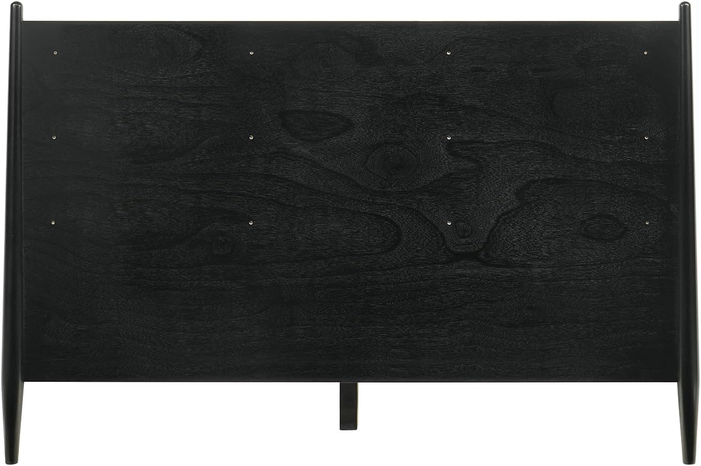 image:imageArmen Living Artemio Mid Century Modern King Platform Wood Bed Frame with Upholstered Fabric Headboard in Walnut FinishBlack