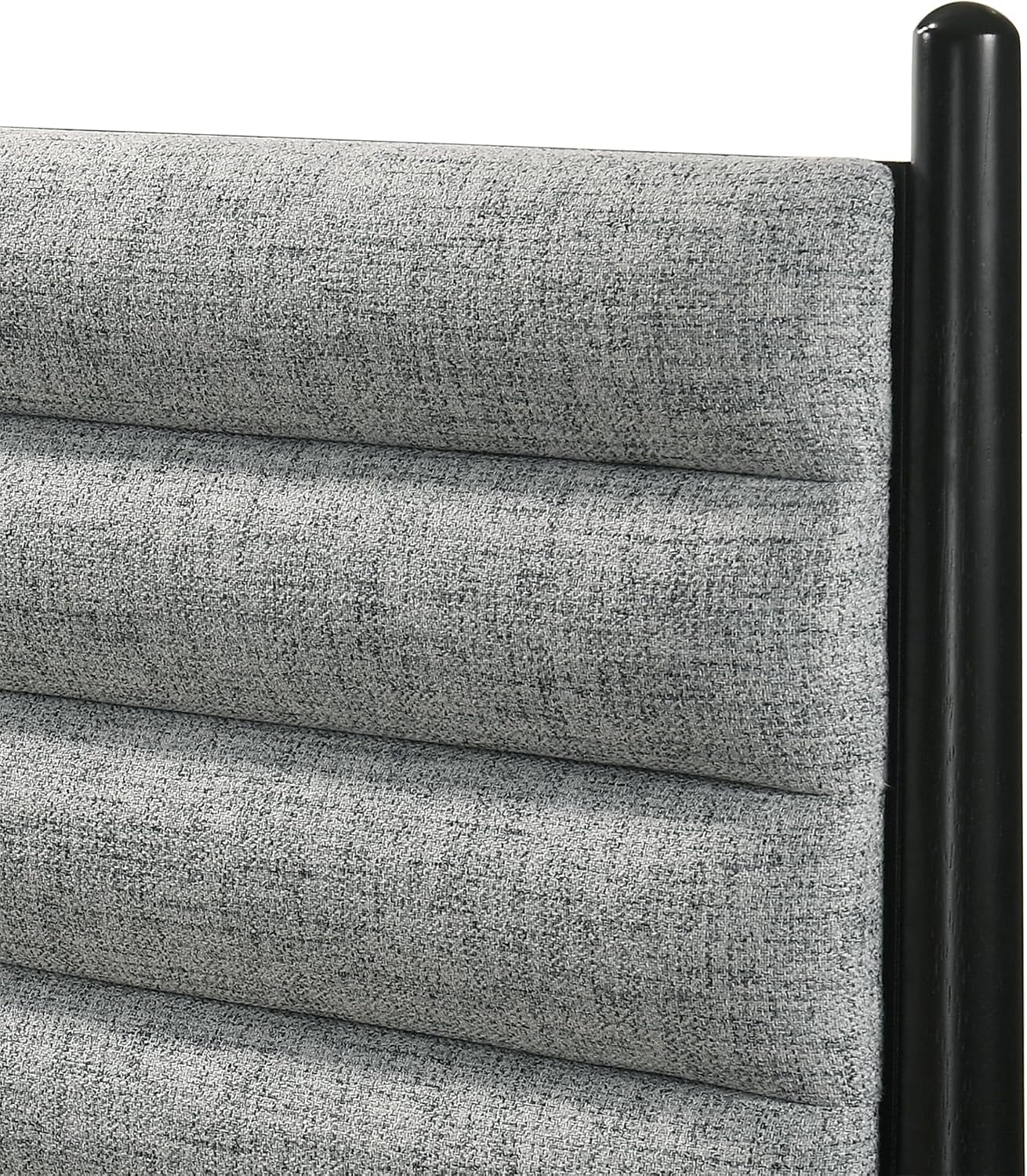 image:imageArmen Living Artemio Mid Century Modern King Platform Wood Bed Frame with Upholstered Fabric Headboard in Walnut FinishBlack
