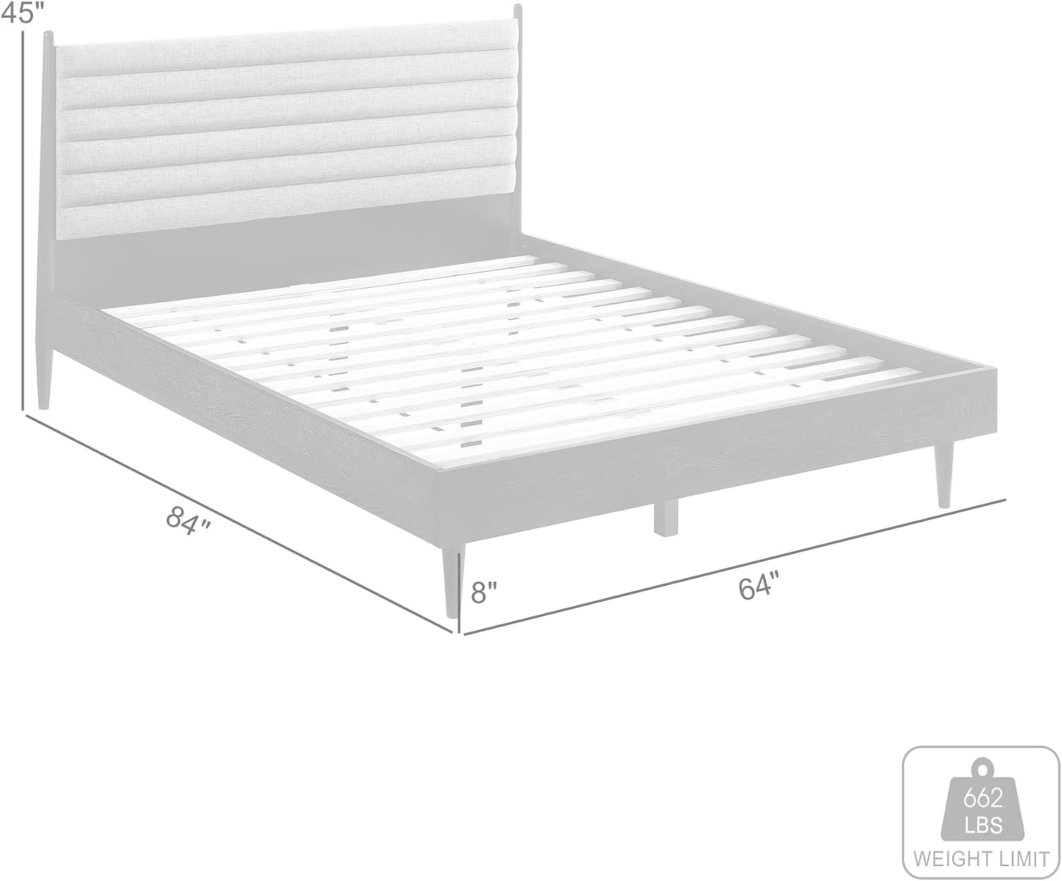image:imageArmen Living Artemio Mid Century Modern King Platform Wood Bed Frame with Upholstered Fabric Headboard in Walnut FinishBlack