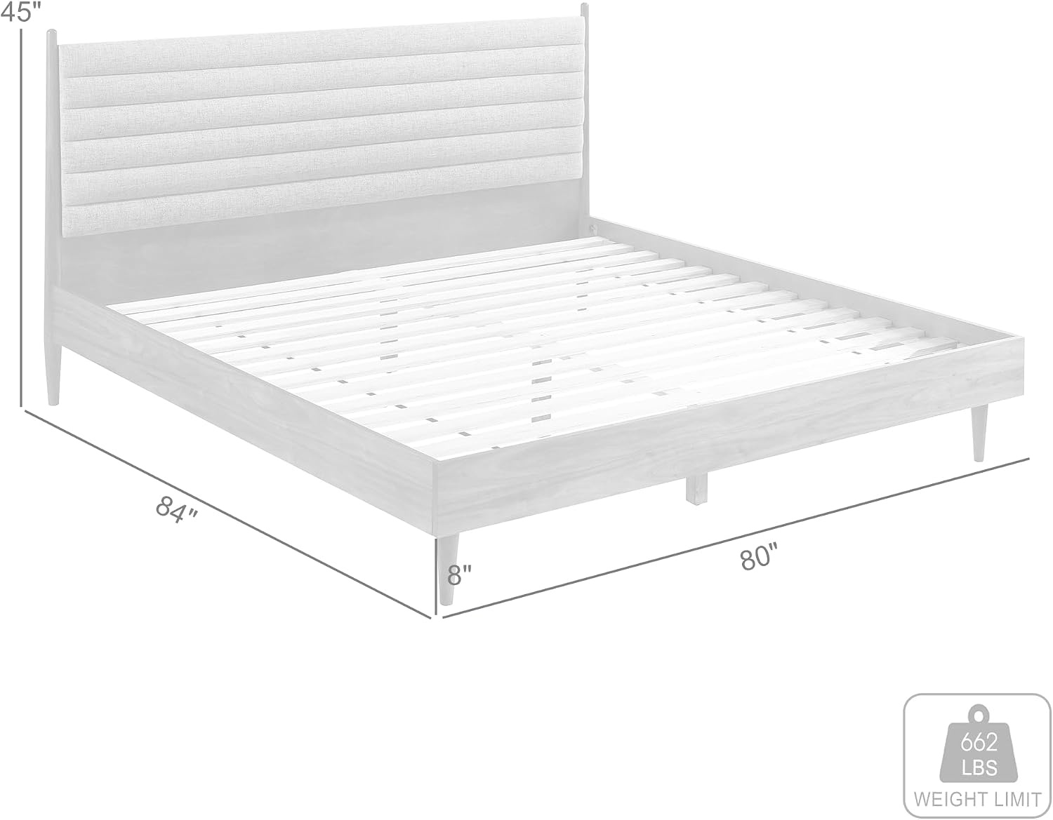 image:imageArmen Living Artemio Mid Century Modern King Platform Wood Bed Frame with Upholstered Fabric Headboard in Walnut FinishWalnut