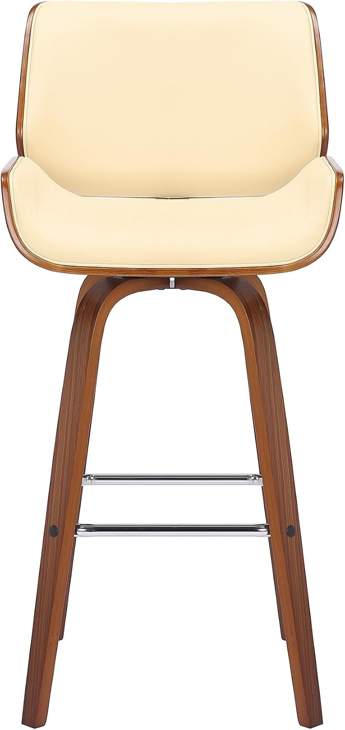 image:imageArmen Living Tyler 26 Counter Height Swivel Cream Faux Leather and Walnut Wood Bar Stool Set of 3CreamWalnut