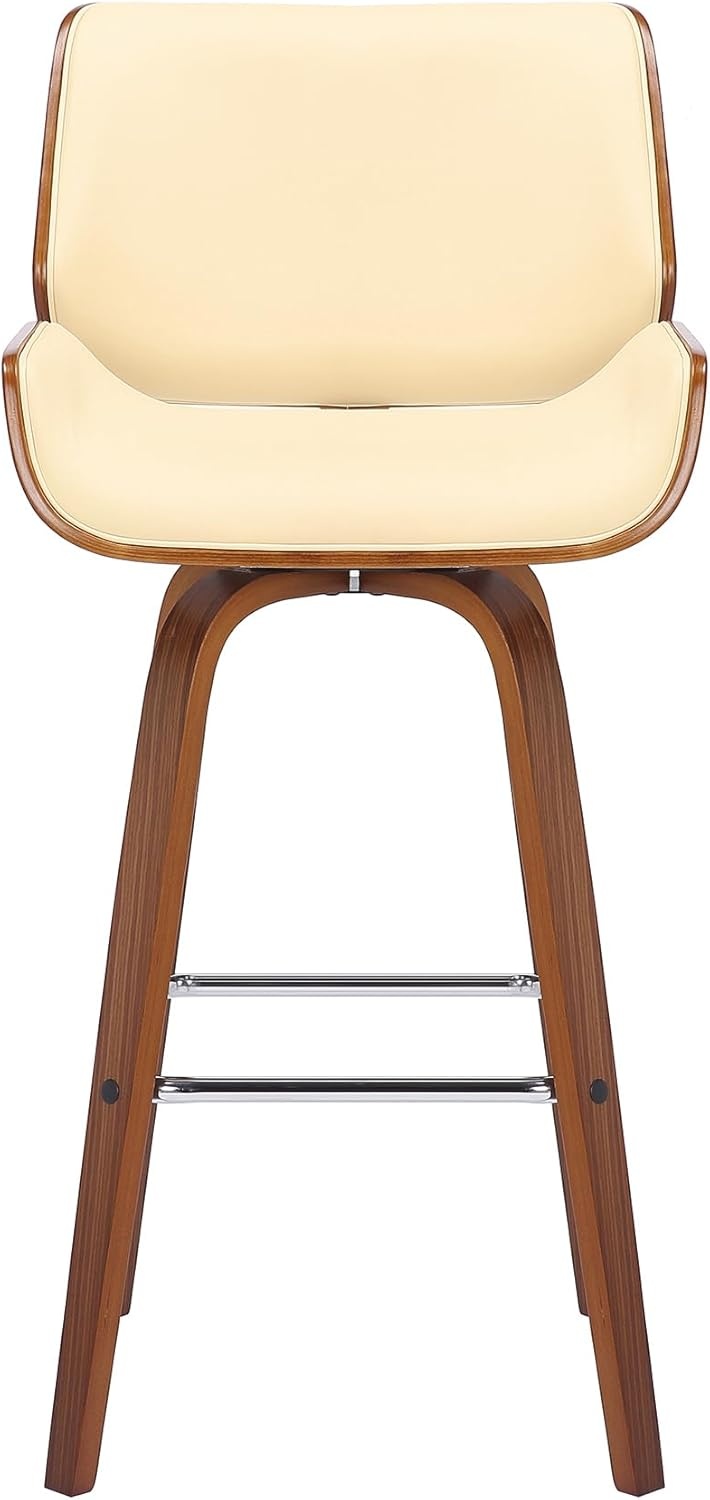 image:imageArmen Living Tyler 26 Counter Height Swivel Cream Faux Leather and Walnut Wood Bar Stool Set of 3CreamWalnut
