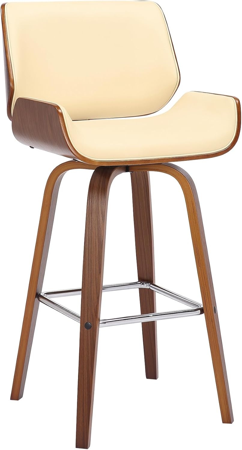 image:imageArmen Living Tyler 26 Counter Height Swivel Cream Faux Leather and Walnut Wood Bar Stool Set of 3CreamWalnut