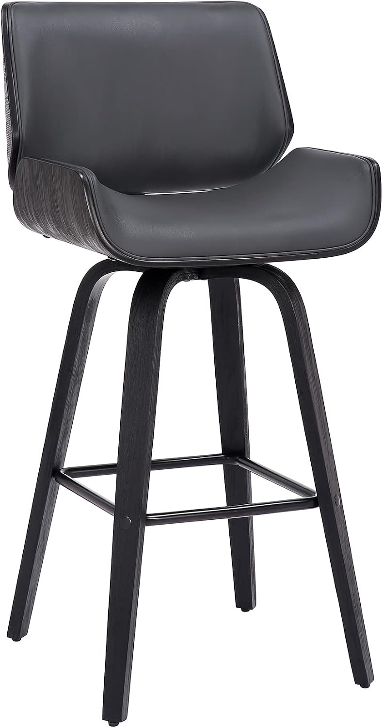 image:imageArmen Living Tyler 26 Counter Height Swivel Cream Faux Leather and Walnut Wood Bar Stool Set of 3GrayBlack