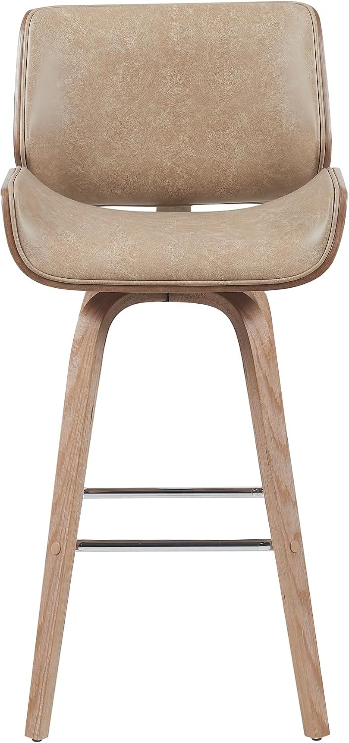 image:imageArmen Living Tyler 26 Counter Height Swivel Cream Faux Leather and Walnut Wood Bar Stool Set of 3Vintage BrownNatural