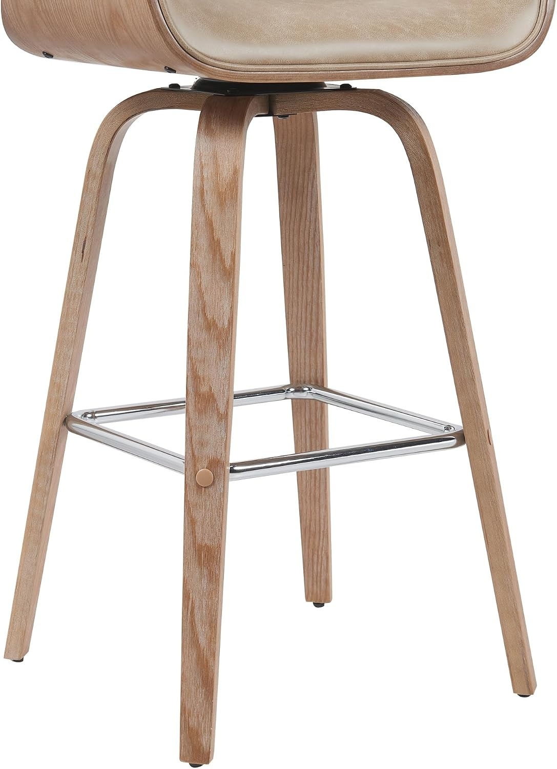 image:imageArmen Living Tyler 26 Counter Height Swivel Cream Faux Leather and Walnut Wood Bar Stool Set of 3Vintage BrownNatural