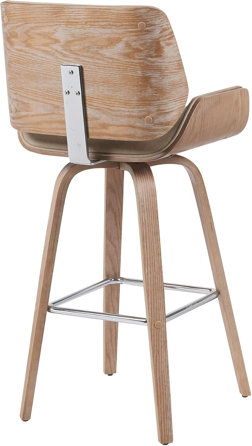 image:imageArmen Living Tyler 26 Counter Height Swivel Cream Faux Leather and Walnut Wood Bar Stool Set of 3Vintage BrownNatural