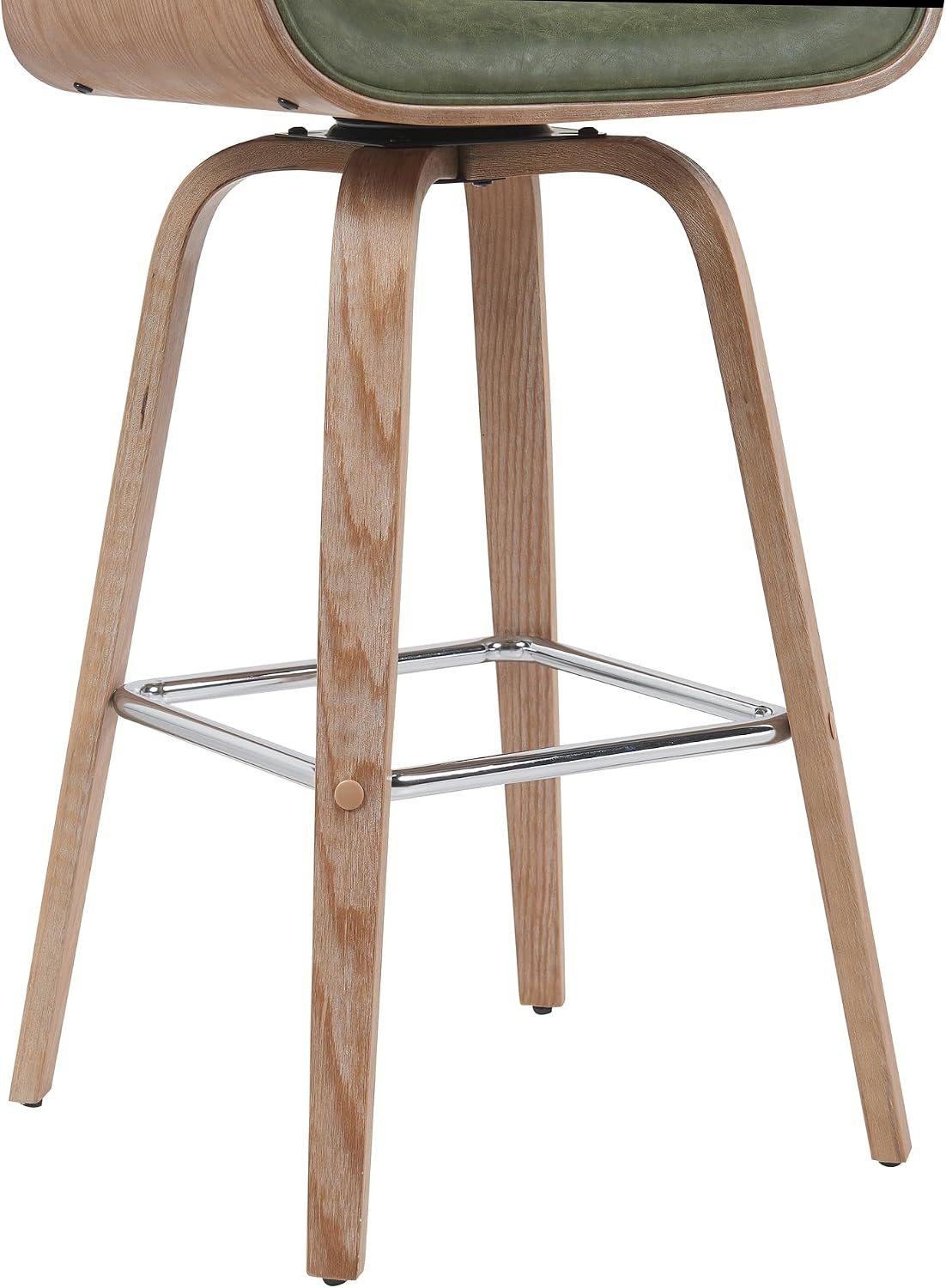 image:imageArmen Living Tyler 26 Counter Height Swivel Cream Faux Leather and Walnut Wood Bar Stool Set of 3Vintage GreenNatural