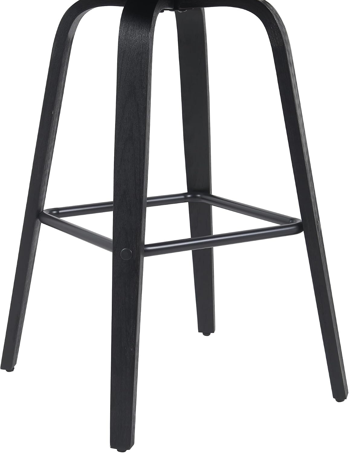 image:imageVienna Modern Swivel Bar Height Stool with Snow White Faux Leather Seat and Walnut Finished Wood Frame Set of 2Black Faux LeatherBlack