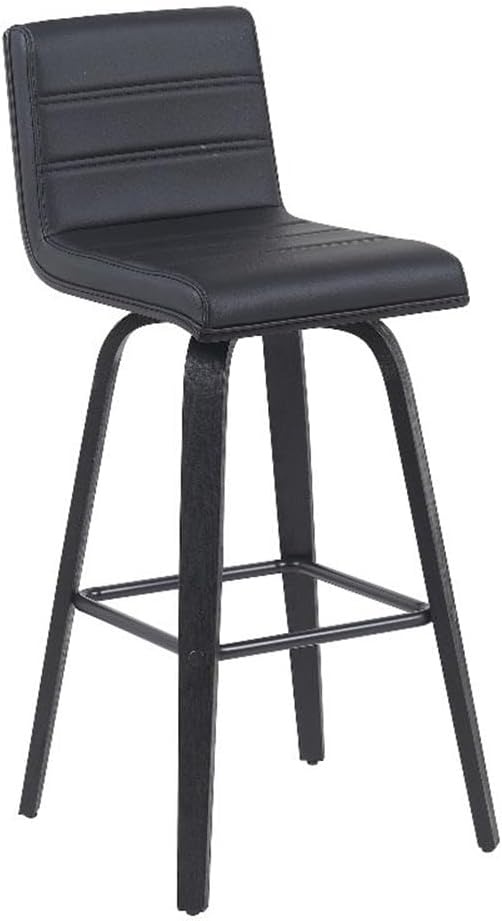image:imageVienna Modern Swivel Bar Height Stool with Snow White Faux Leather Seat and Walnut Finished Wood Frame Set of 2Black Faux LeatherBlack