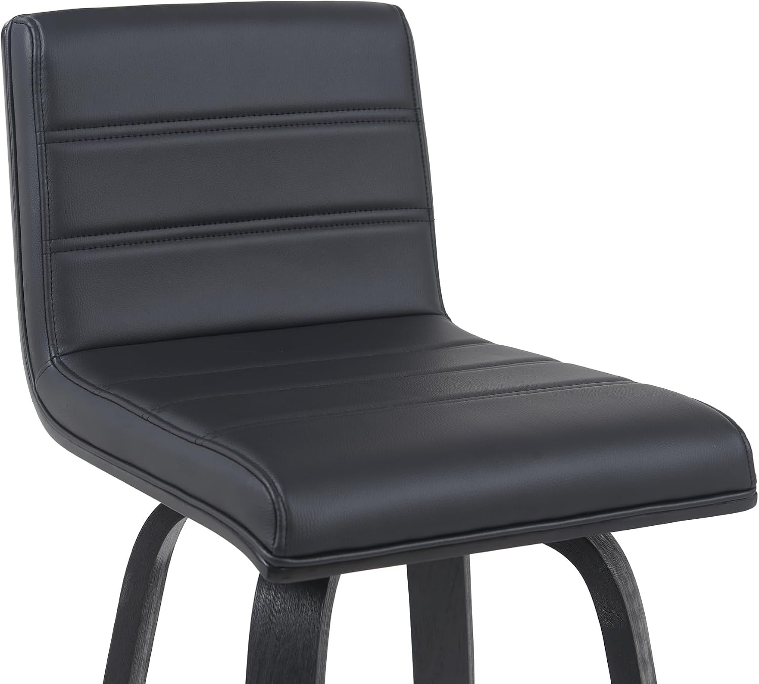 image:imageVienna Modern Swivel Bar Height Stool with Snow White Faux Leather Seat and Walnut Finished Wood Frame Set of 2Black Faux LeatherBlack