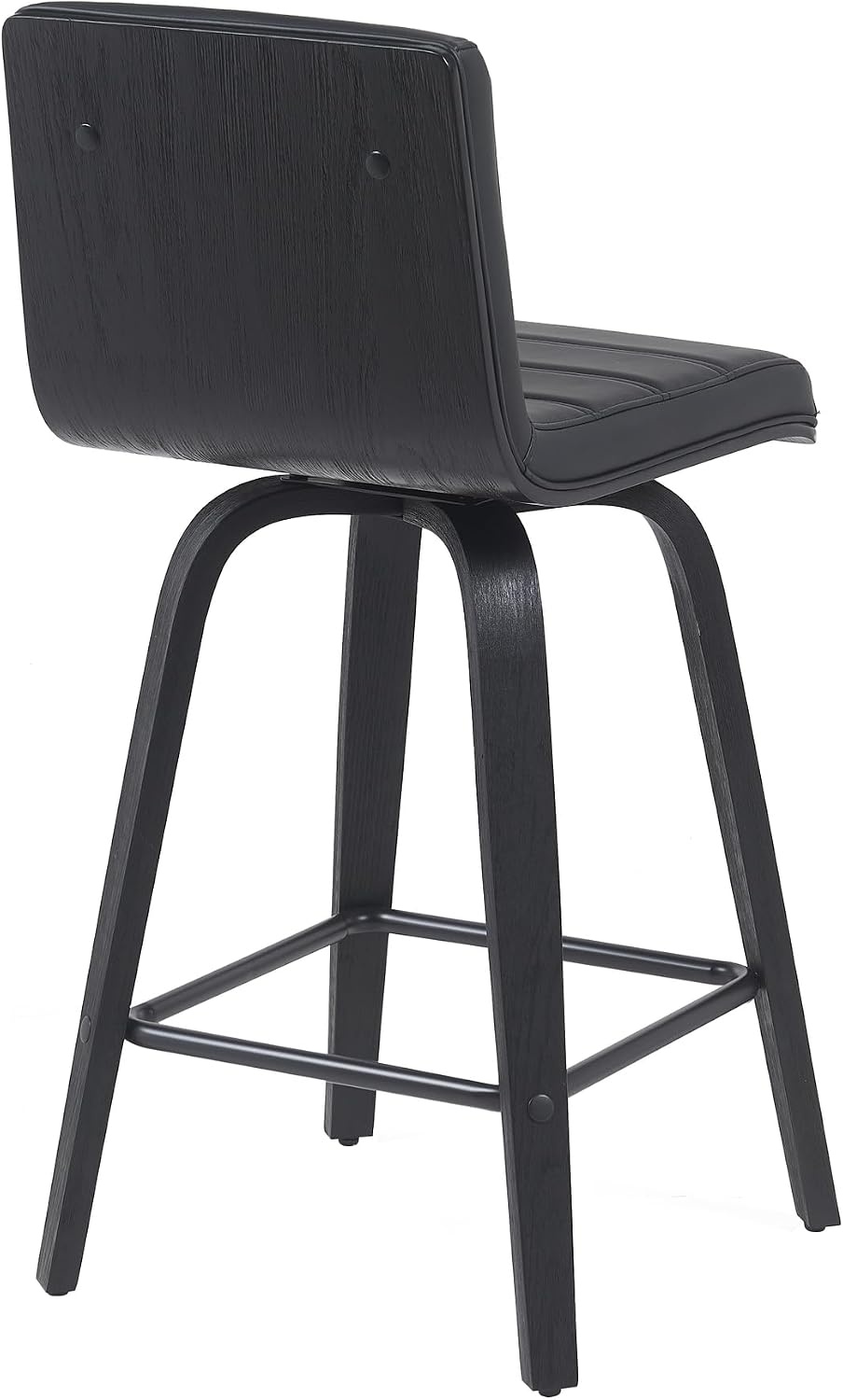 image:imageVienna Modern Swivel Bar Height Stool with Snow White Faux Leather Seat and Walnut Finished Wood Frame Set of 2Black Faux LeatherBlack