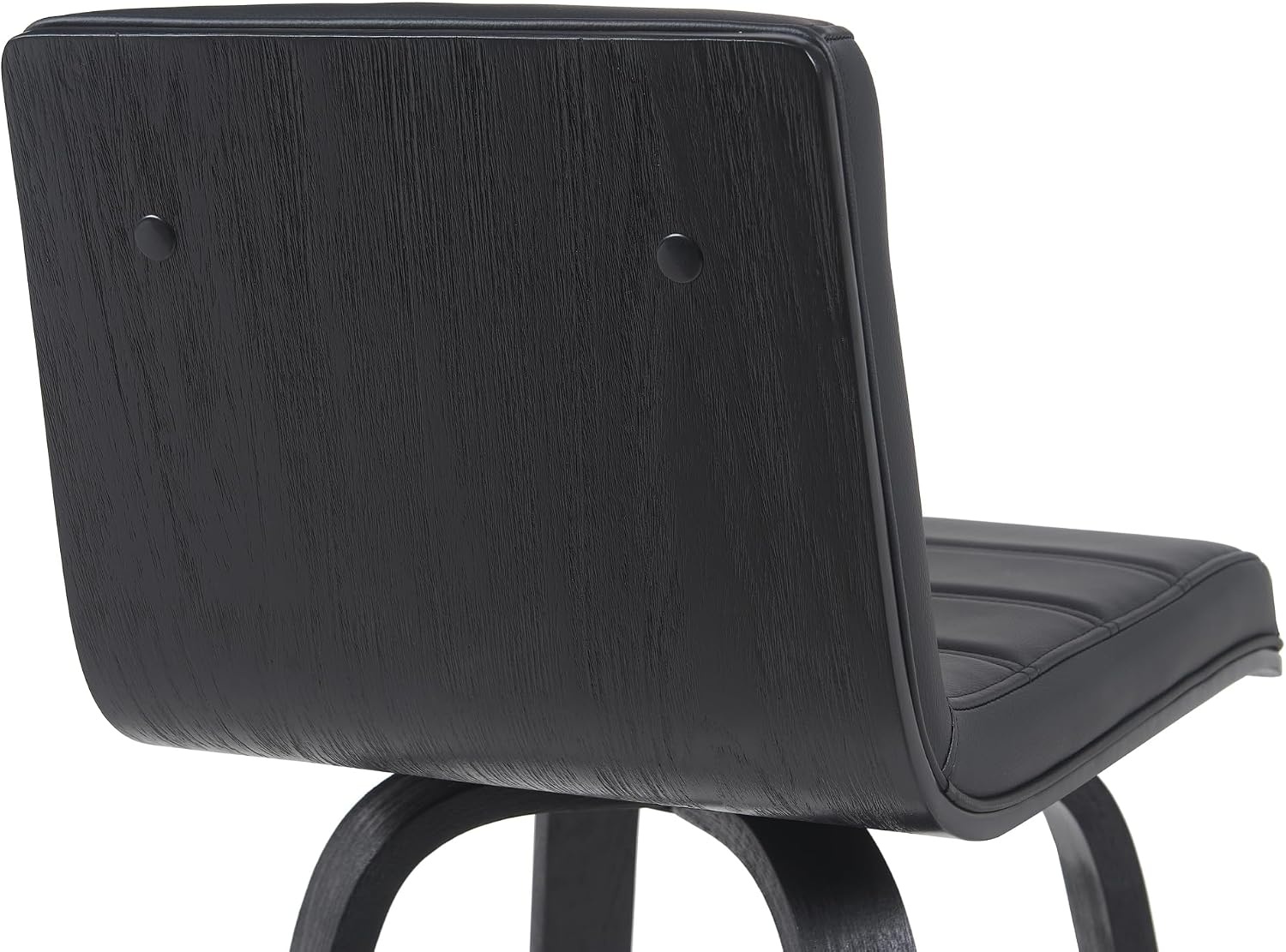 image:imageVienna Modern Swivel Bar Height Stool with Snow White Faux Leather Seat and Walnut Finished Wood Frame Set of 2Black Faux LeatherBlack