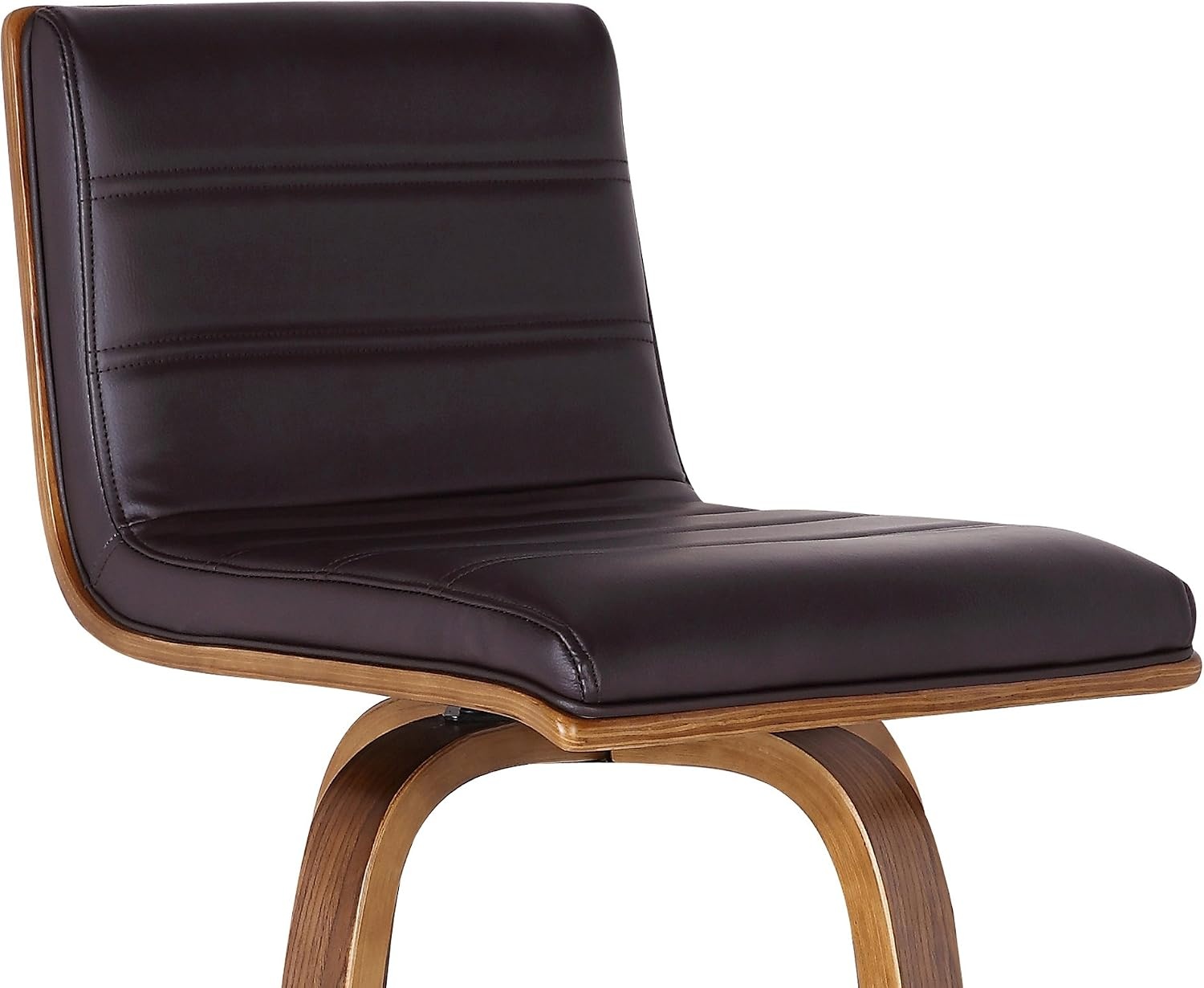 image:imageVienna Modern Swivel Bar Height Stool with Snow White Faux Leather Seat and Walnut Finished Wood Frame Set of 2Brown Faux LeatherWalnut