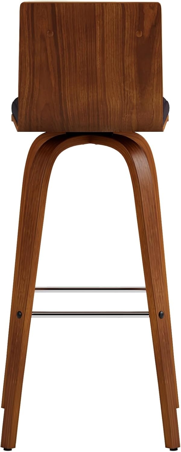 image:imageVienna Modern Swivel Bar Height Stool with Snow White Faux Leather Seat and Walnut Finished Wood Frame Set of 2Brown Faux LeatherWalnut