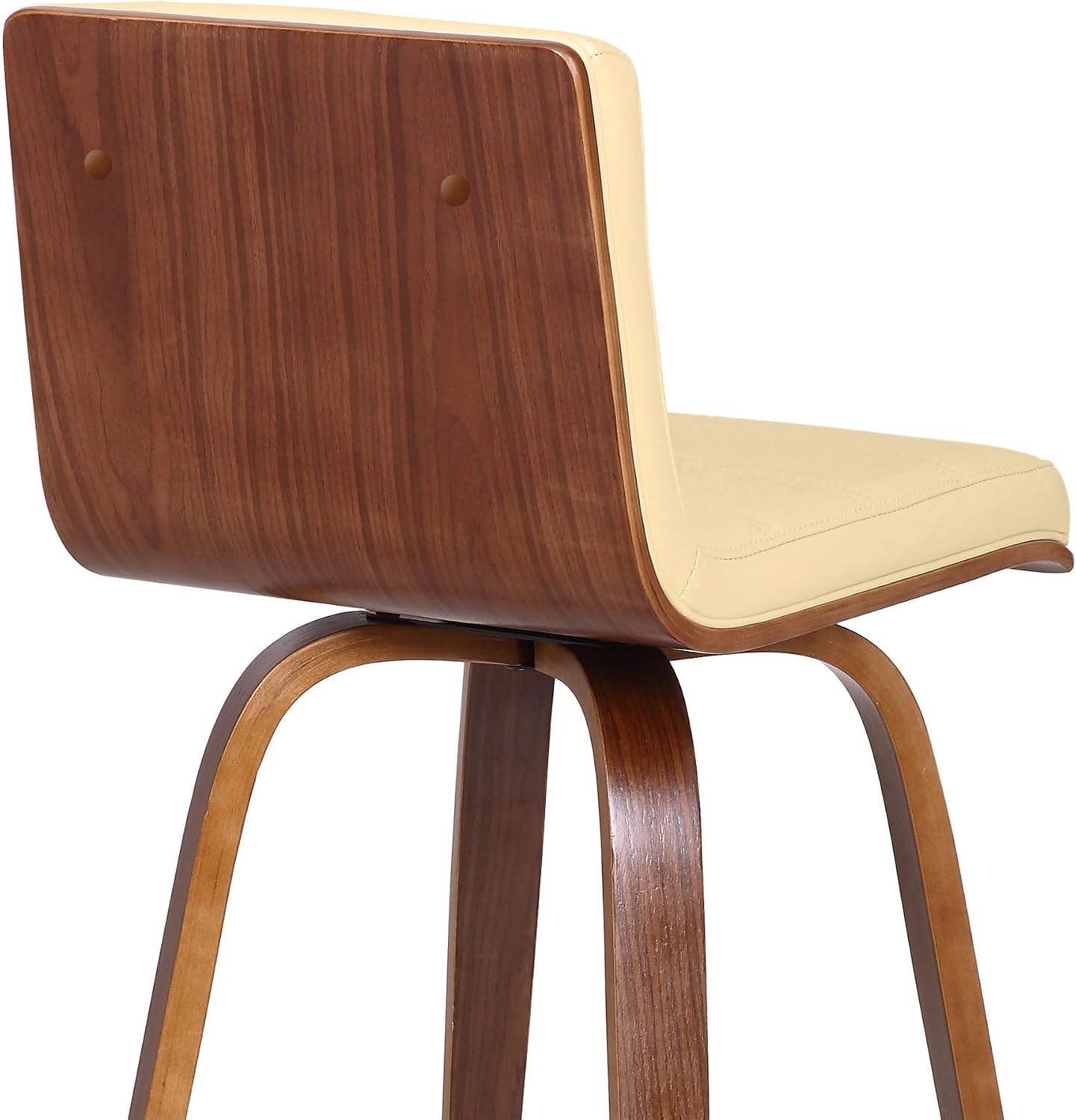 image:imageVienna Modern Swivel Bar Height Stool with Snow White Faux Leather Seat and Walnut Finished Wood Frame Set of 2Cream Faux LeatherWalnut