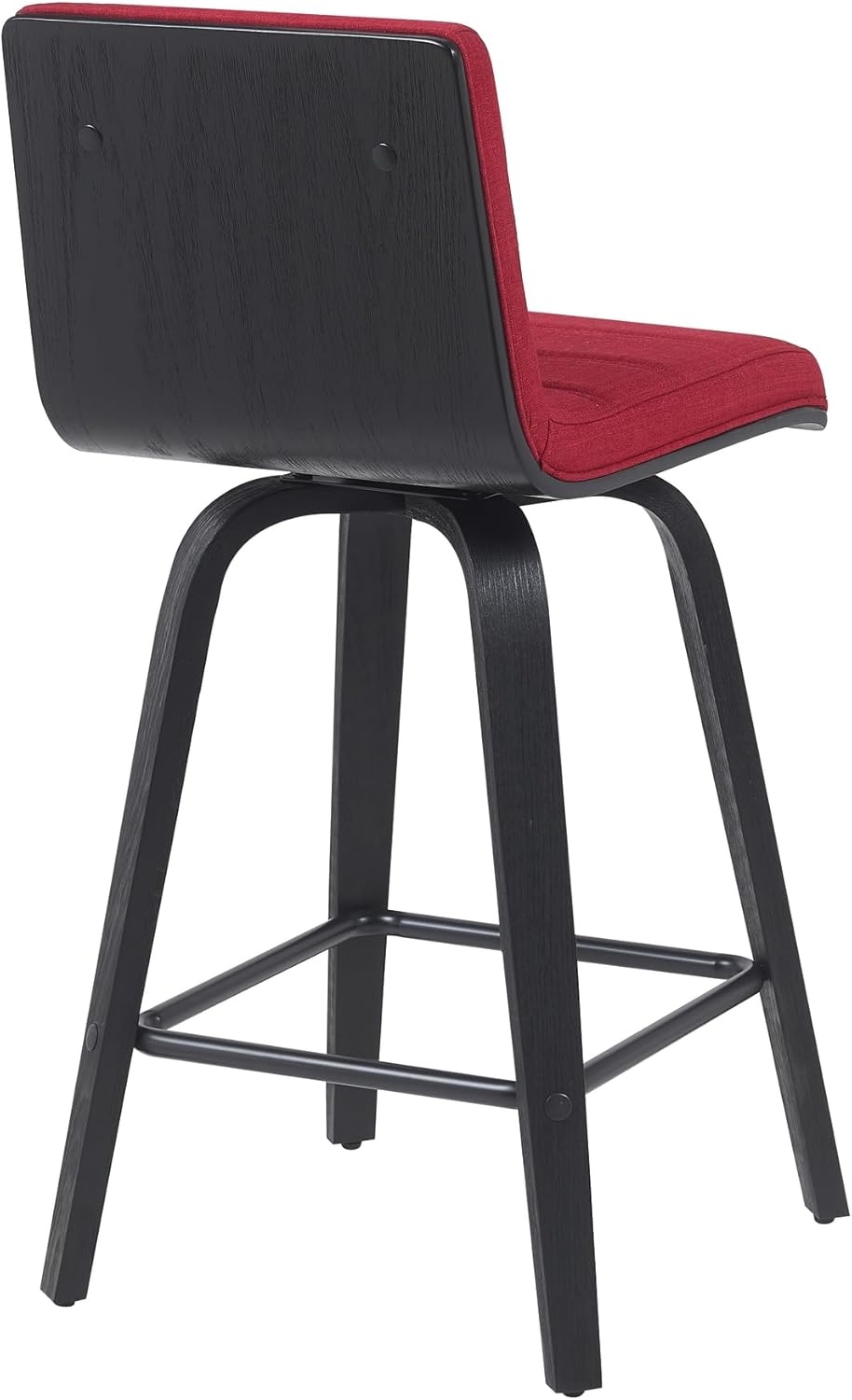 image:imageVienna Modern Swivel Bar Height Stool with Snow White Faux Leather Seat and Walnut Finished Wood Frame Set of 2Red FabricBlack