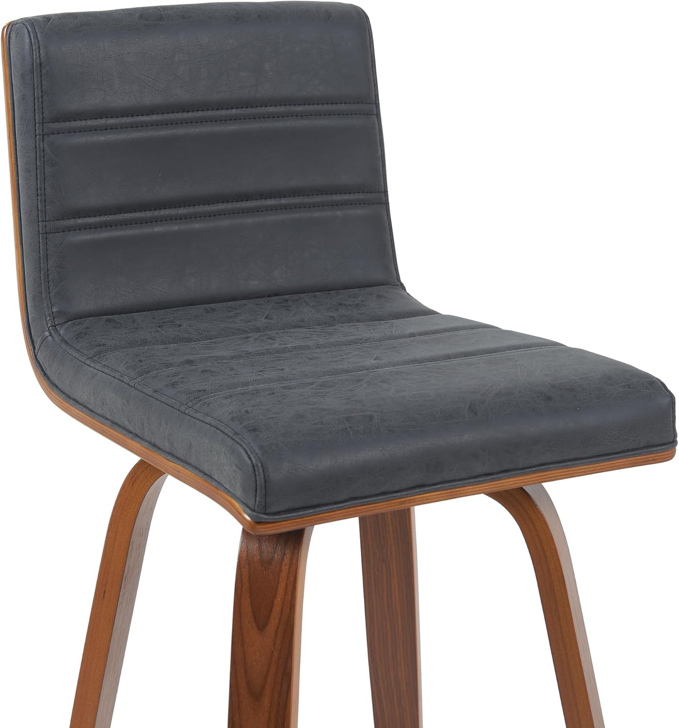 image:imageVienna Modern Swivel Bar Height Stool with Snow White Faux Leather Seat and Walnut Finished Wood Frame Set of 2Vintage Black Faux LeatherWalnut