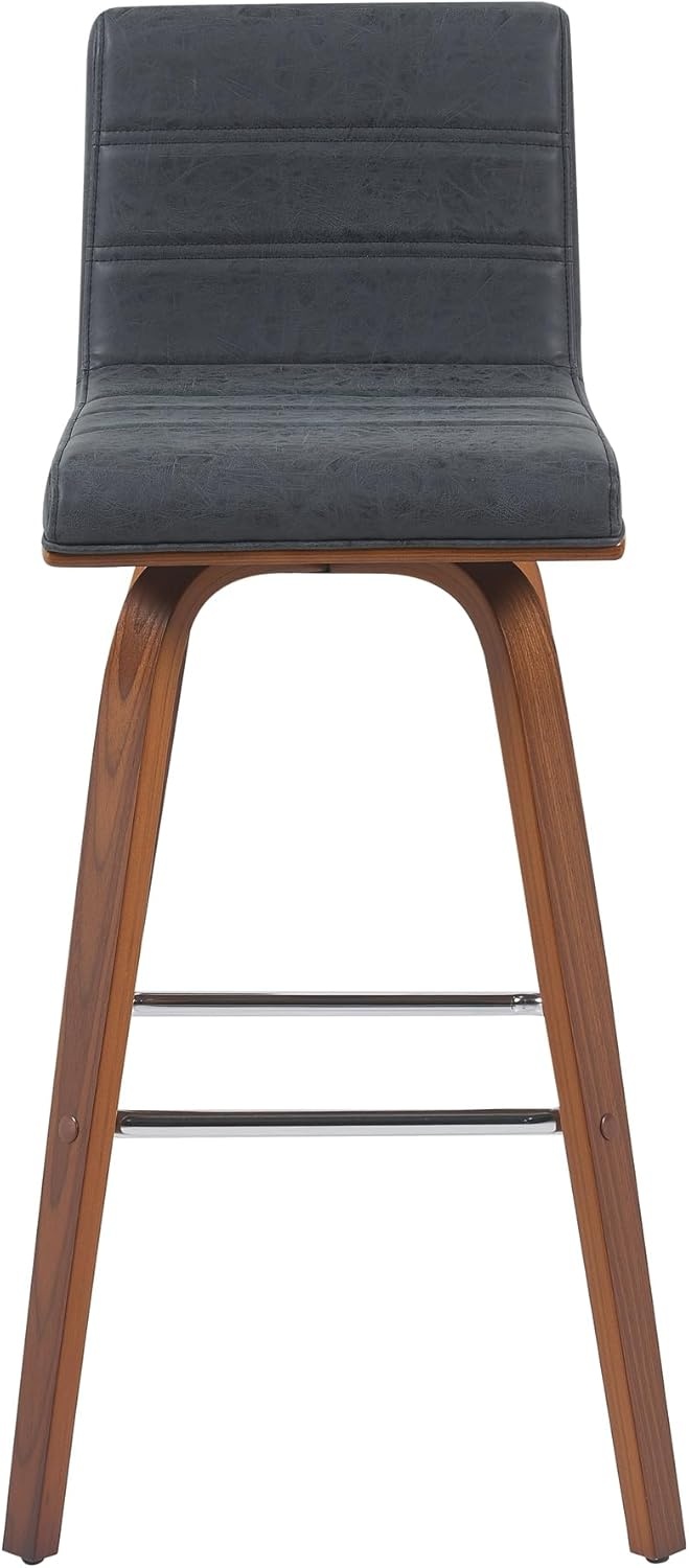 image:imageVienna Modern Swivel Bar Height Stool with Snow White Faux Leather Seat and Walnut Finished Wood Frame Set of 2Vintage Black Faux LeatherWalnut