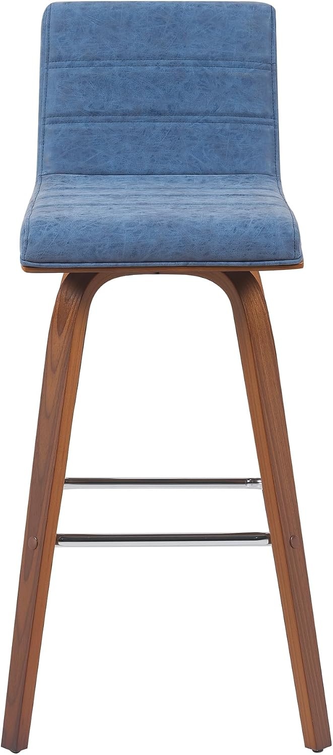 image:imageVienna Modern Swivel Bar Height Stool with Snow White Faux Leather Seat and Walnut Finished Wood Frame Set of 2Vintage Blue Faux LeatherWalnut