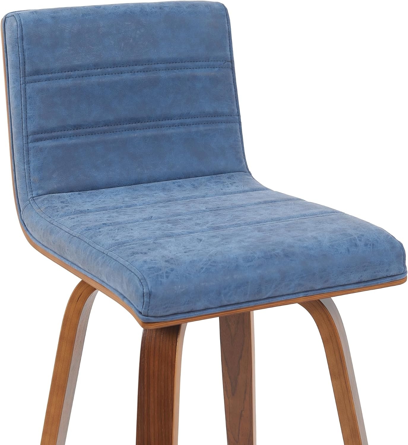 image:imageVienna Modern Swivel Bar Height Stool with Snow White Faux Leather Seat and Walnut Finished Wood Frame Set of 2Vintage Blue Faux LeatherWalnut