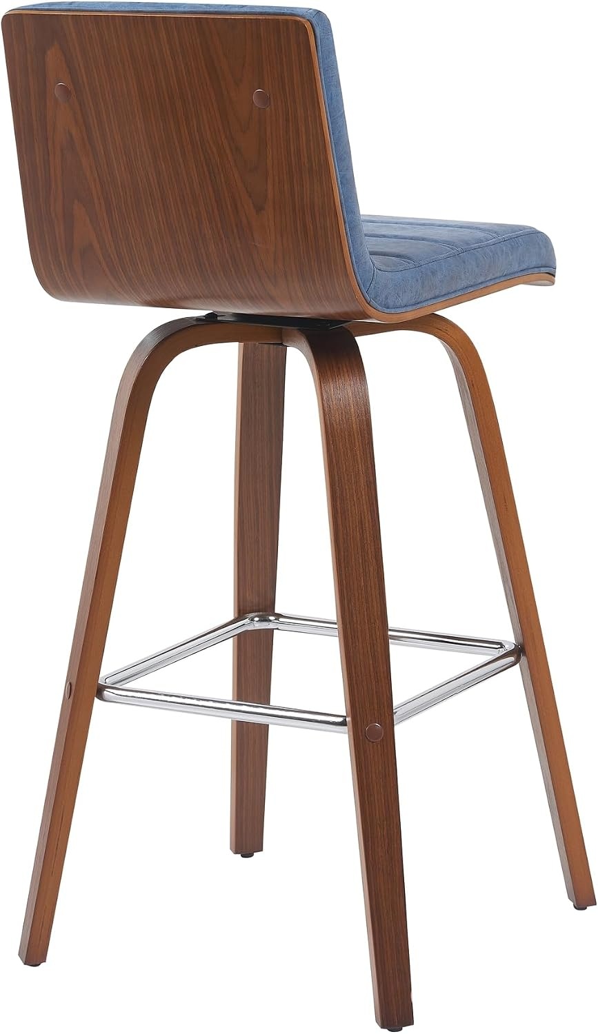image:imageVienna Modern Swivel Bar Height Stool with Snow White Faux Leather Seat and Walnut Finished Wood Frame Set of 2Vintage Blue Faux LeatherWalnut