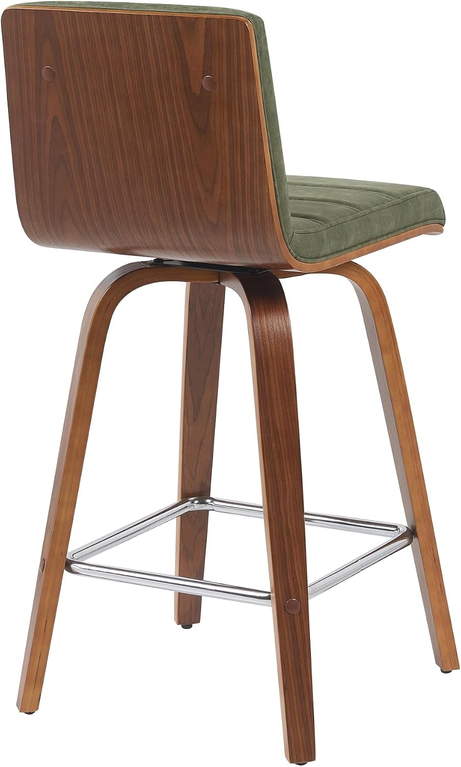 image:imageVienna Modern Swivel Bar Height Stool with Snow White Faux Leather Seat and Walnut Finished Wood Frame Set of 2Vintage Green Faux LeatherWalnut