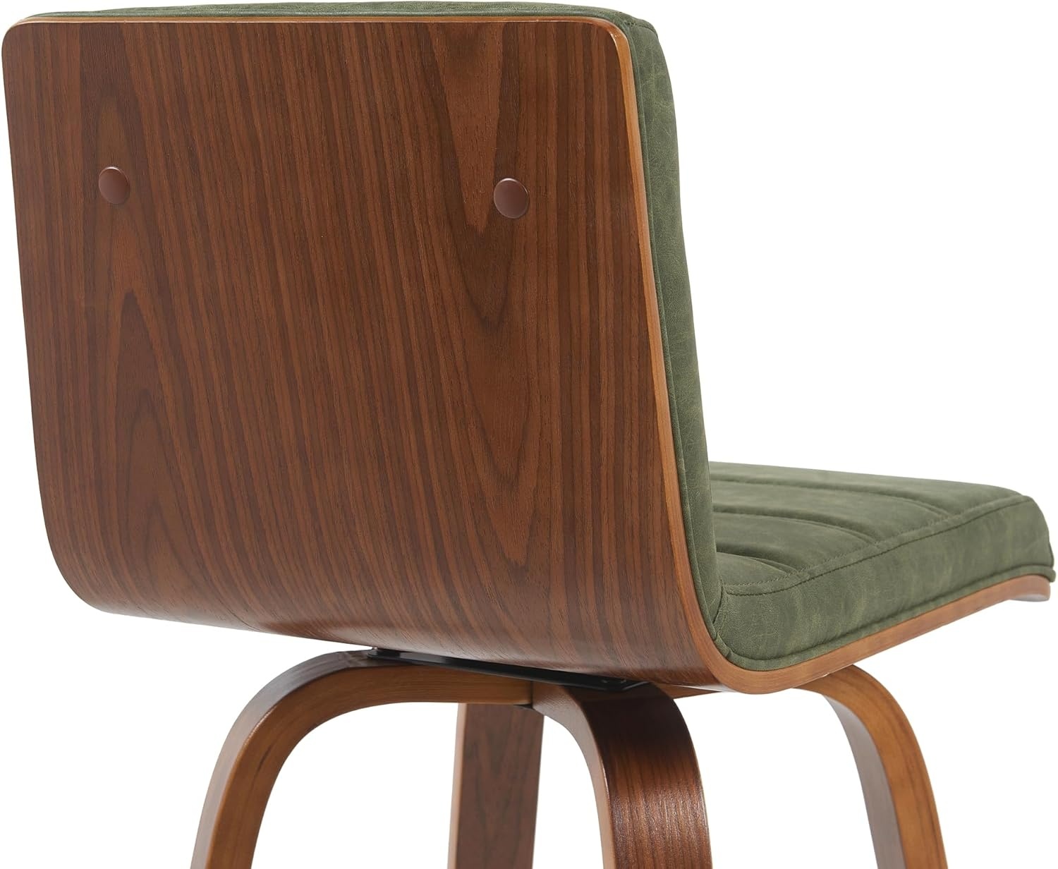 image:imageVienna Modern Swivel Bar Height Stool with Snow White Faux Leather Seat and Walnut Finished Wood Frame Set of 2Vintage Green Faux LeatherWalnut