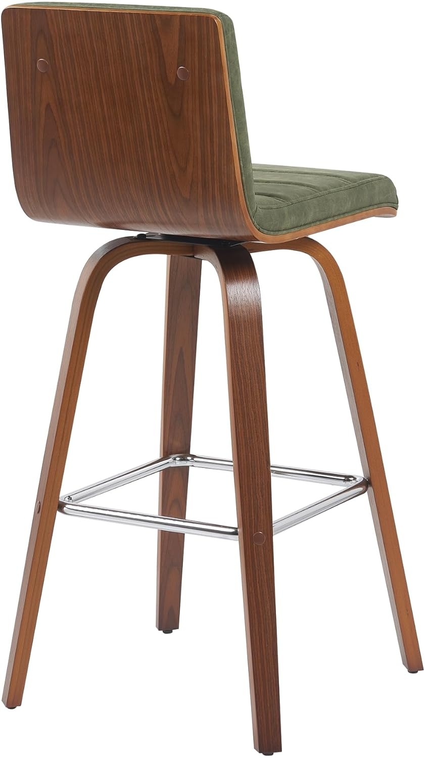 image:imageVienna Modern Swivel Bar Height Stool with Snow White Faux Leather Seat and Walnut Finished Wood Frame Set of 2Vintage Green Faux LeatherWalnut