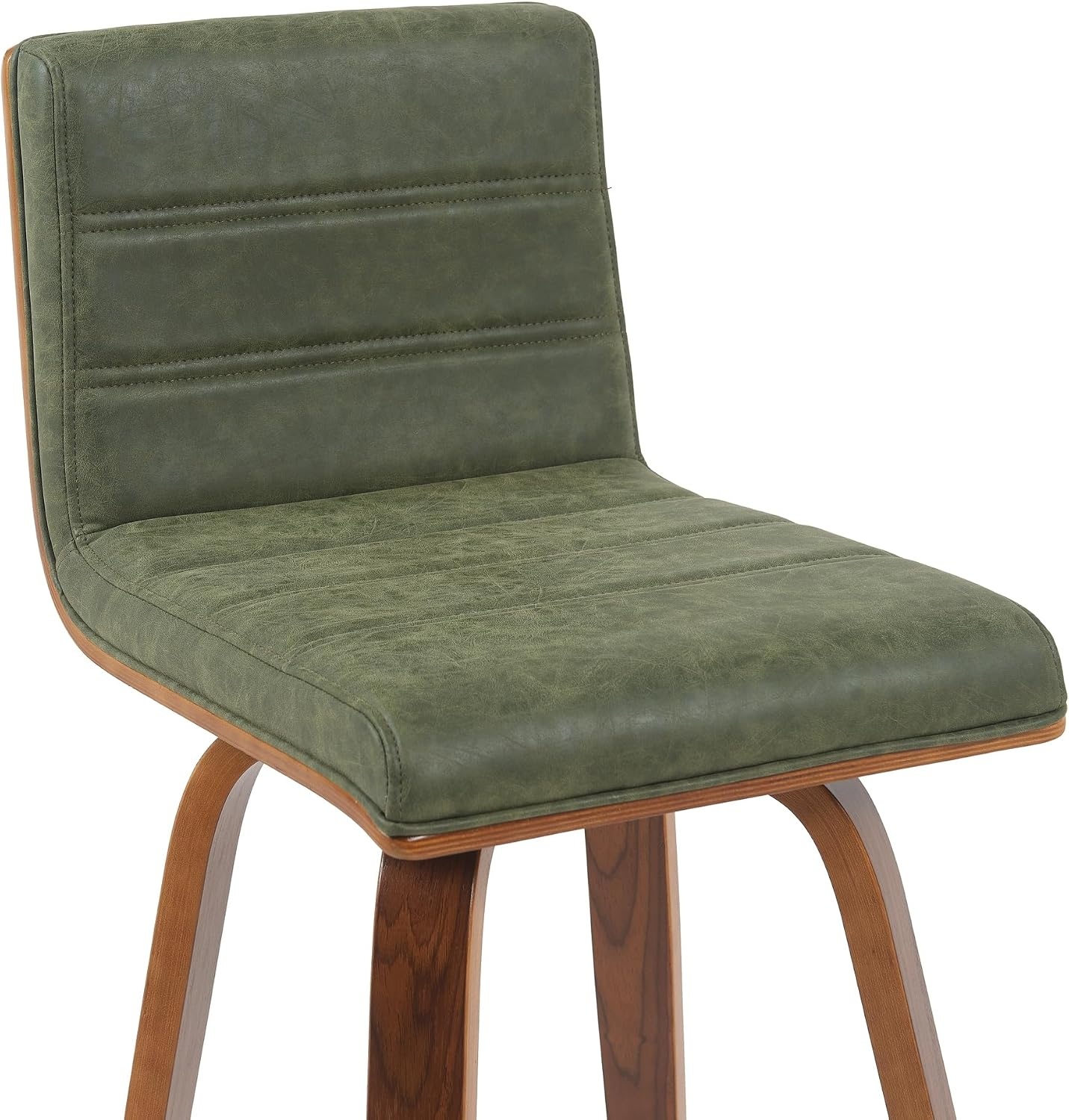 image:imageVienna Modern Swivel Bar Height Stool with Snow White Faux Leather Seat and Walnut Finished Wood Frame Set of 2Vintage Green Faux LeatherWalnut