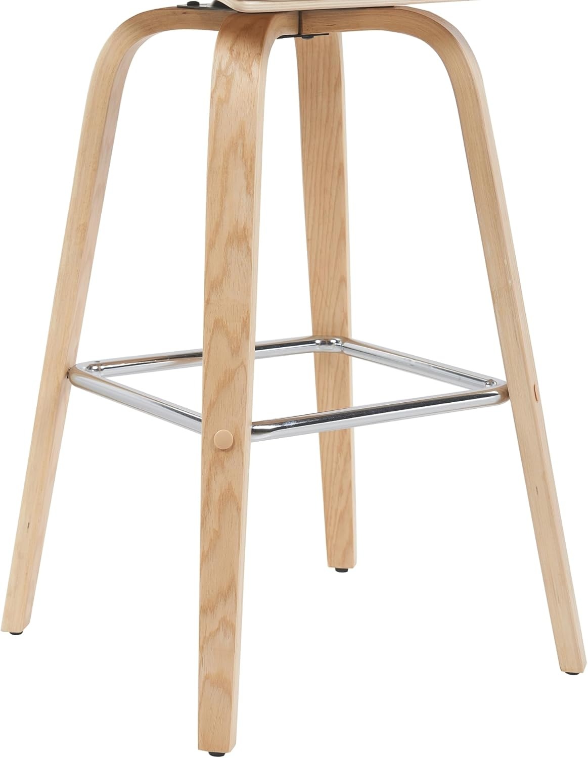 image:imageVienna Modern Swivel Bar Height Stool with Snow White Faux Leather Seat and Walnut Finished Wood Frame Set of 2White Faux LeatherOak