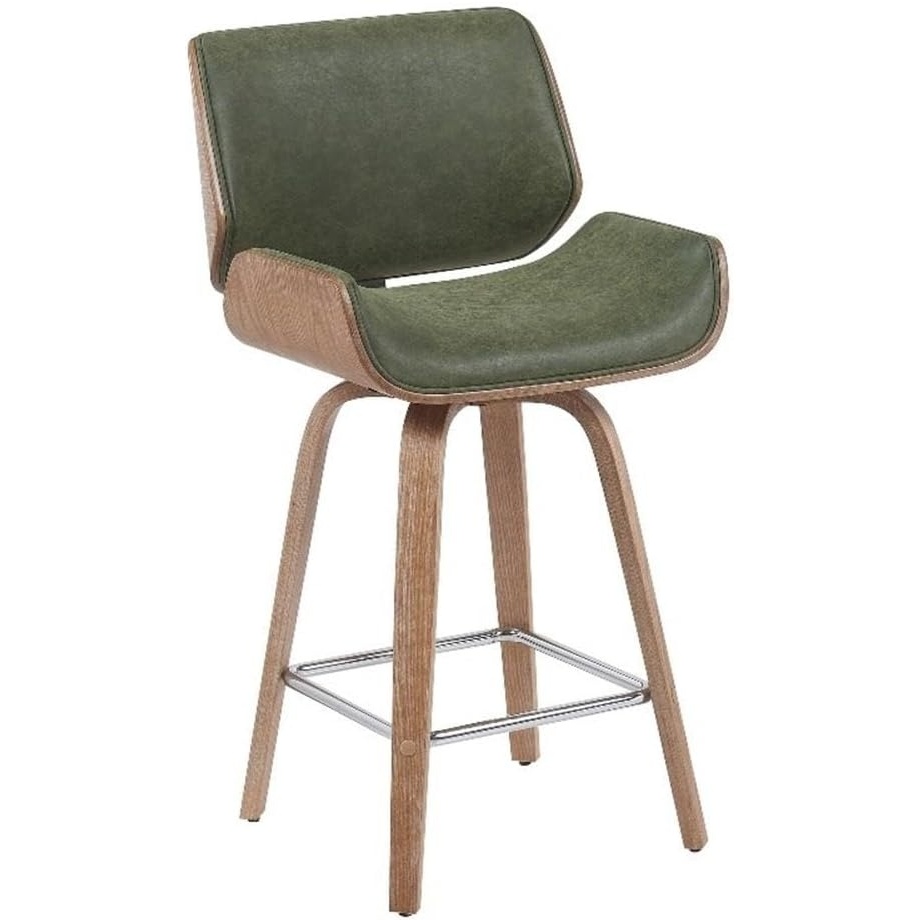 image:imageArmen Living Tyler 26 Counter Height Swivel Cream Faux Leather and Walnut Wood Bar Stool Set of 3Vintage GreenNatural